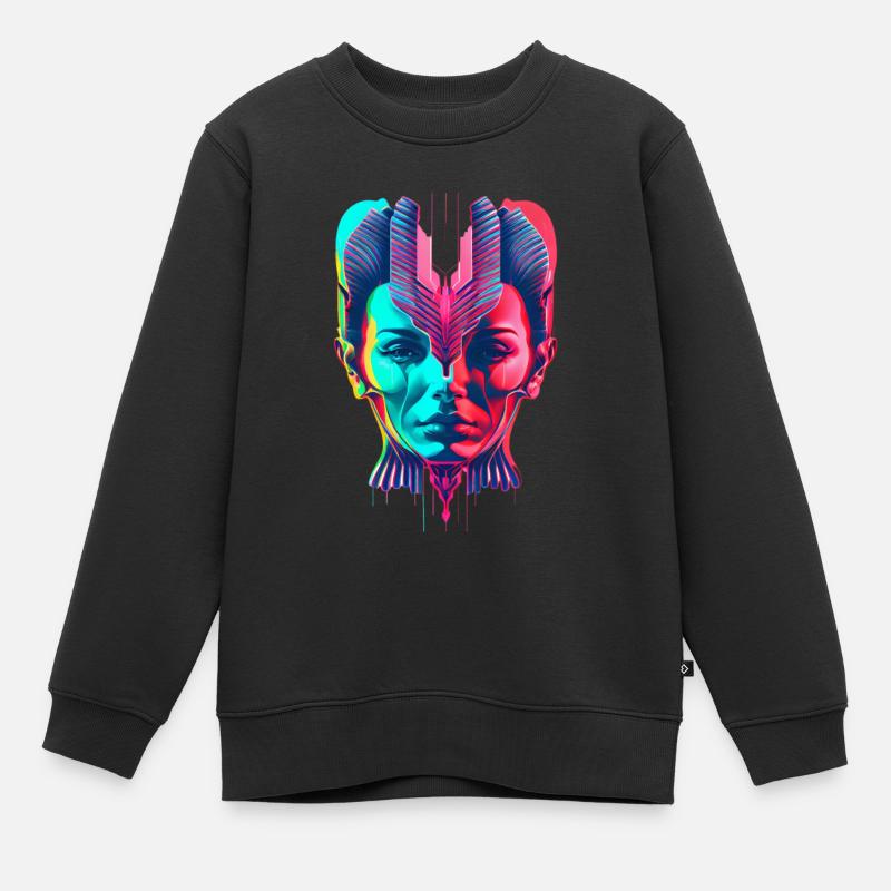Siamesischer Kopf - Kinder Premium Organic Sweatshirt - Schwarz
