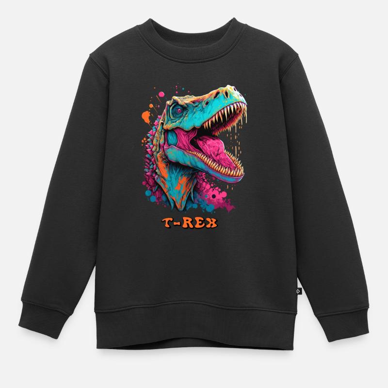 T-Rex - Kinder Premium Organic Sweatshirt - Schwarz