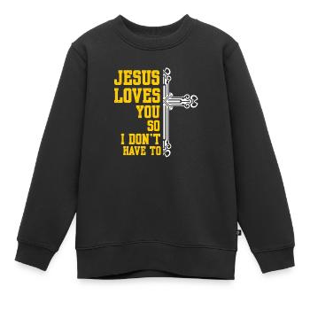 Jesus Loves You Christ Gott Religion Kreuz Glaube - Kinder Premium Organic Sweatshirt - Schwarz - Vorne - AI Model Kid Female (0cm)