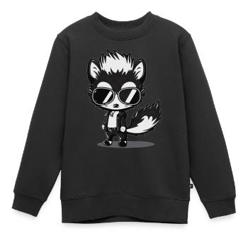 Rocker skunk en veste en cuir et lunettes de soleil - Sweat Premium enfant bio - noir - Devant - AI Model Kid Female (0cm)