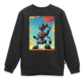 50er Jahre Cartoon - Verrückter Roboter - Sci-Fi - Kinder Premium Organic Sweatshirt - Schwarz - Vorne - AI Model Kid Female (0cm)