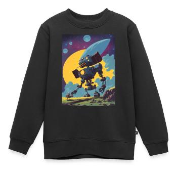 50er Jahre Cartoon - Verrückter Roboter - Sci-Fi - Kinder Premium Organic Sweatshirt - Schwarz - Vorne - AI Model Kid Female (0cm)