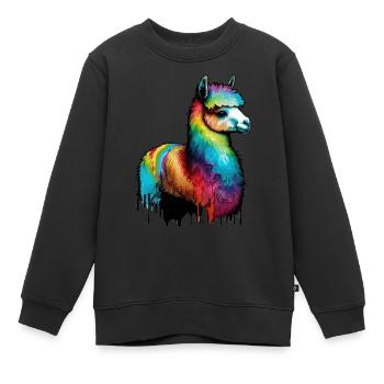 Gouttes de pluie de lamas d’alpaga - Sweat Premium enfant bio - noir - Devant - AI Model Kid Female (0cm)