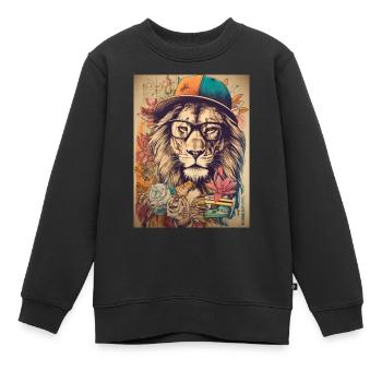 Tierischer Stil - Kinder Premium Organic Sweatshirt - Schwarz - Vorne - AI Model Kid Female (0cm)
