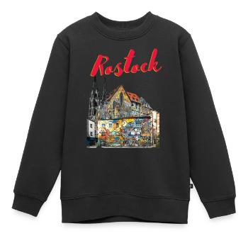 Rostock City, Allemagne, Graffiti, Street art, cool - Sweat Premium enfant bio - noir - Devant - AI Model Kid Female (0cm)