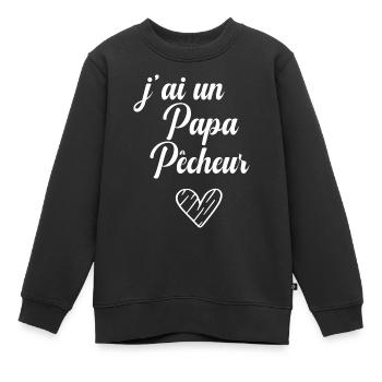 j ai un papa Pêcheur - Sweat Premium enfant bio - noir - Devant - AI Model Kid Female (0cm)