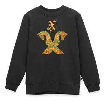 pferdegiebel e 95 x - Kinder Premium Organic Sweatshirt - Schwarz - Vorne - AI Model Kid Female (0cm)