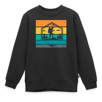 Wandern retro - Kinder Premium Organic Sweatshirt - Schwarz - Vorne - AI Model Kid Female (0cm)
