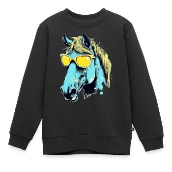 Toto, das bebrillte Pferd - Kinder Premium Organic Sweatshirt - Schwarz - Vorne - AI Model Kid Female (0cm)