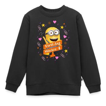 Minions Birthday Minion 4 - Sweat Premium enfant bio - noir - Devant - AI Model Kid Female (0cm)