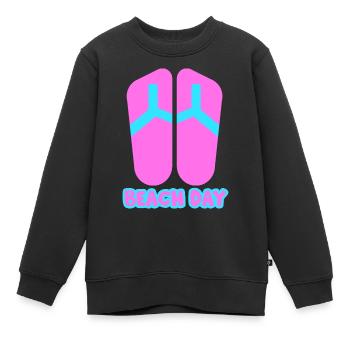 Beach Day Flip Flop in rosa/blau - Kinder Premium Organic Sweatshirt - Schwarz - Vorne - AI Model Kid Female (0cm)