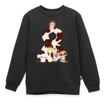 8-jähriges Jubiläum - achtes Jubiläum Tiere - Kinder Premium Organic Sweatshirt - Schwarz - Vorne - AI Model Kid Female (0cm)