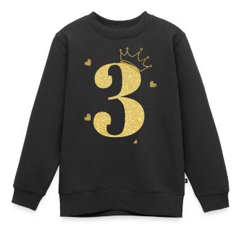 Goldene Krone zum 3. Jahrestag - Kinder Premium Organic Sweatshirt - Schwarz - Vorne - AI Model Kid Female (0cm)