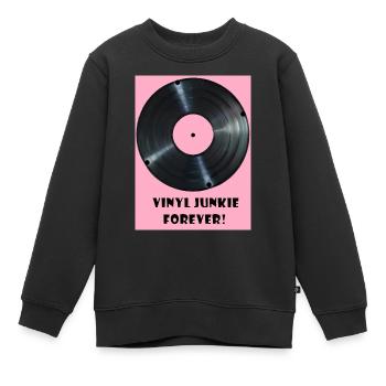 Vinyl Junkie forever - rosa - Kinder Premium Organic Sweatshirt - Schwarz - Vorne - AI Model Kid Female (0cm)