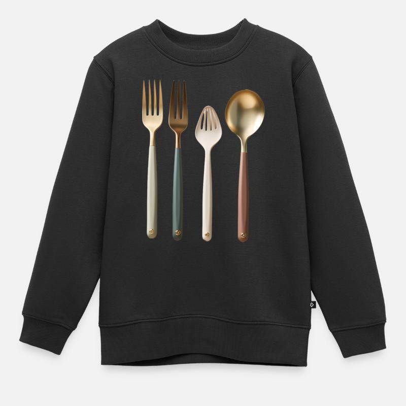 fourchettes et cuillères - Sweat Premium enfant bio - noir