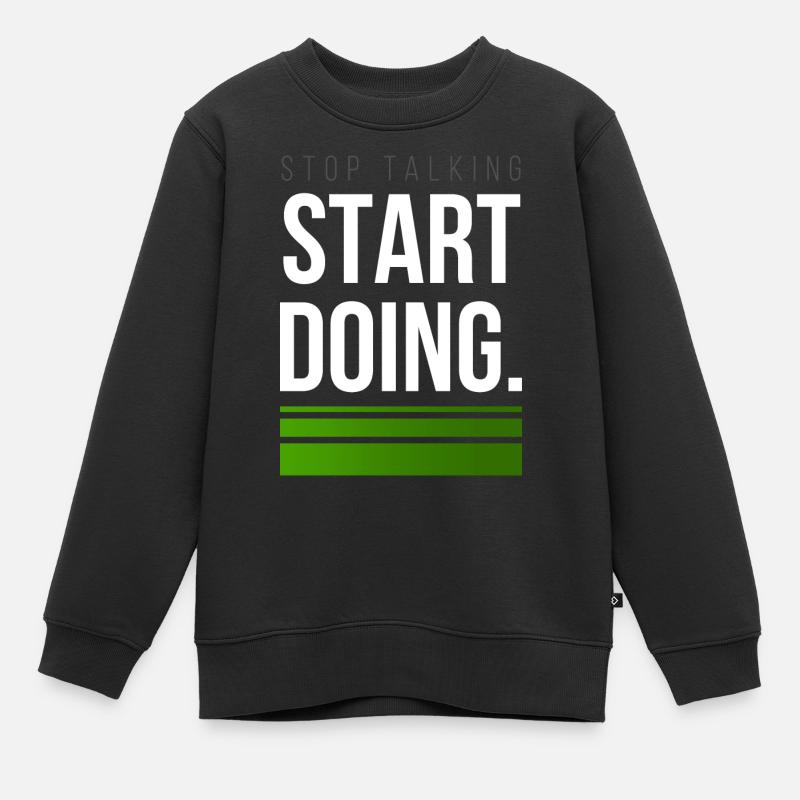 Hard Work Start Design for proud, motivated - Kids Premium Organic Sweatshirt - black
