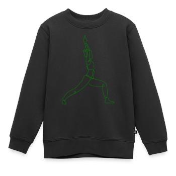 3 Sanchalanasana Yoga | 5ème Flamme Verte - Sweat Premium enfant bio - noir - Devant - AI Model Kid Female (0cm)