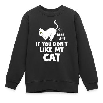 Amoureux des chats Embrasse ça si tu ne le fais pas mon chat - Sweat Premium enfant bio - noir - Devant - AI Model Kid Female (0cm)
