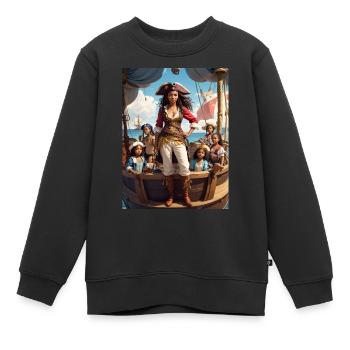 Piraten - Kinder Premium Organic Sweatshirt - Schwarz - Vorne - AI Model Kid Female (0cm)