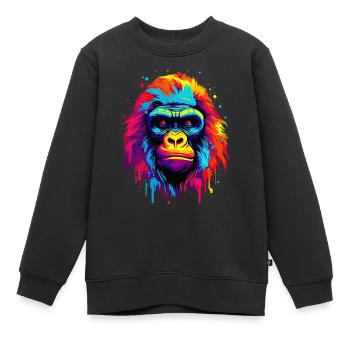 Gorille à spectre radiant - Sweat Premium enfant bio - noir - Devant - AI Model Kid Female (0cm)