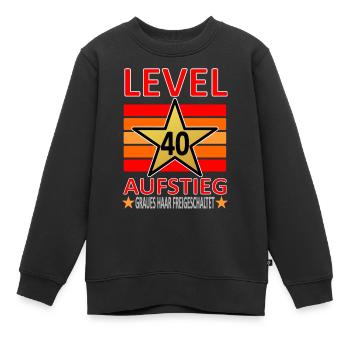 40 Jahre Geburtstag-Level 40-Graues Haar-lustig V2 - Kinder Premium Organic Sweatshirt - Schwarz - Vorne - AI Model Kid Female (0cm)