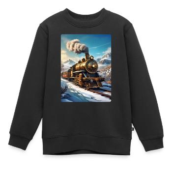 Steampunk Winterlandschaft Dampflok 1.4 - Kinder Premium Organic Sweatshirt - Schwarz - Vorne - AI Model Kid Female (0cm)