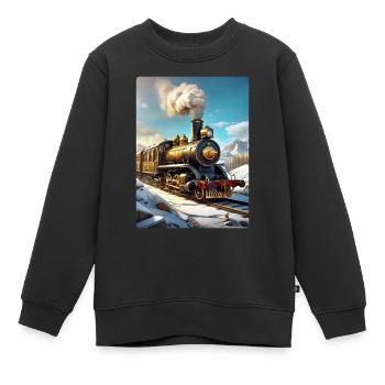 Steampunk Winterlandschaft Dampflok 1.8 - Kinder Premium Organic Sweatshirt - Schwarz - Vorne - AI Model Kid Female (0cm)