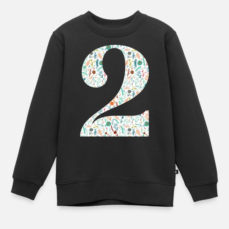 2e anniversaire floral - Sweat Premium enfant bio - noir