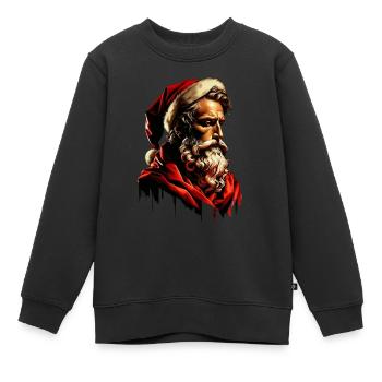 Père Noël triste et mélancolique - Sweat Premium enfant bio - noir - Devant - AI Model Kid Female (0cm)