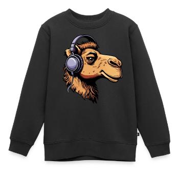 Camel avec des écouteurs - Sweat Premium enfant bio - noir - Devant - AI Model Kid Female (0cm)