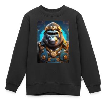 Gorille steampunk 1.4 - Sweat Premium enfant bio - noir - Devant - AI Model Kid Female (0cm)