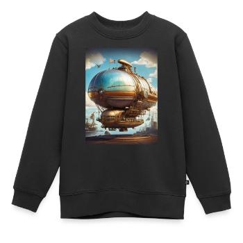 Steampunk Luftschiff 1.4 - Kinder Premium Organic Sweatshirt - Schwarz - Vorne - AI Model Kid Female (0cm)