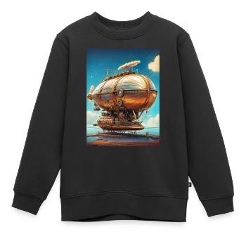 Steampunk Luftschiff 1.8 - Kinder Premium Organic Sweatshirt - Schwarz - Vorne - AI Model Kid Female (0cm)