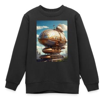 Steampunk Luftschiff 1.2 - Kinder Premium Organic Sweatshirt - Schwarz - Vorne - AI Model Kid Female (0cm)