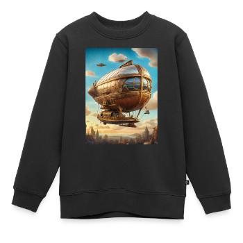 Steampunk Luftschiff 1.7 - Kinder Premium Organic Sweatshirt - Schwarz - Vorne - AI Model Kid Female (0cm)