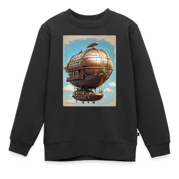 Steampunk Luftschiff 1.6 - Kinder Premium Organic Sweatshirt - Schwarz - Vorne - AI Model Kid Female (0cm)