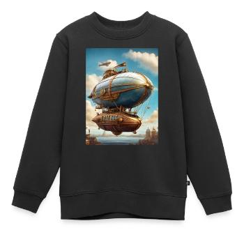 Steampunk Luftschiff 1.10 - Kinder Premium Organic Sweatshirt - Schwarz - Vorne - AI Model Kid Female (0cm)