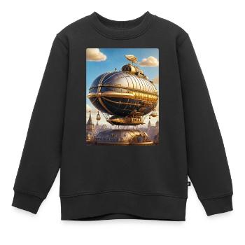 Steampunk Luftschiff 1.11 - Kinder Premium Organic Sweatshirt - Schwarz - Vorne - AI Model Kid Female (0cm)