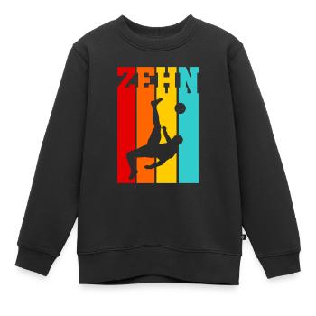 Zehn Jahre alt - Alter - Geburtstag - Kind Fußball - Kinder Premium Organic Sweatshirt - Schwarz - Vorne - AI Model Kid Female (0cm)