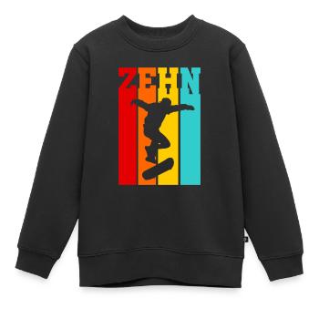 Zehn Jahre alt - Alter - Geburtstag - Kind Skater - Kinder Premium Organic Sweatshirt - Schwarz - Vorne - AI Model Kid Female (0cm)
