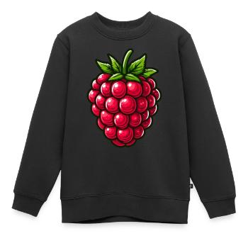 Himbeere, Obst - Kinder Premium Organic Sweatshirt - Schwarz - Vorne - AI Model Kid Female (0cm)