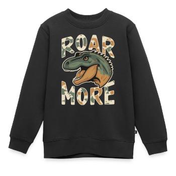 DINOSAUR TSHIRT, ROAR MORE - Kids Premium Organic Sweatshirt - black - Front - AI Model Kid Female (0cm)