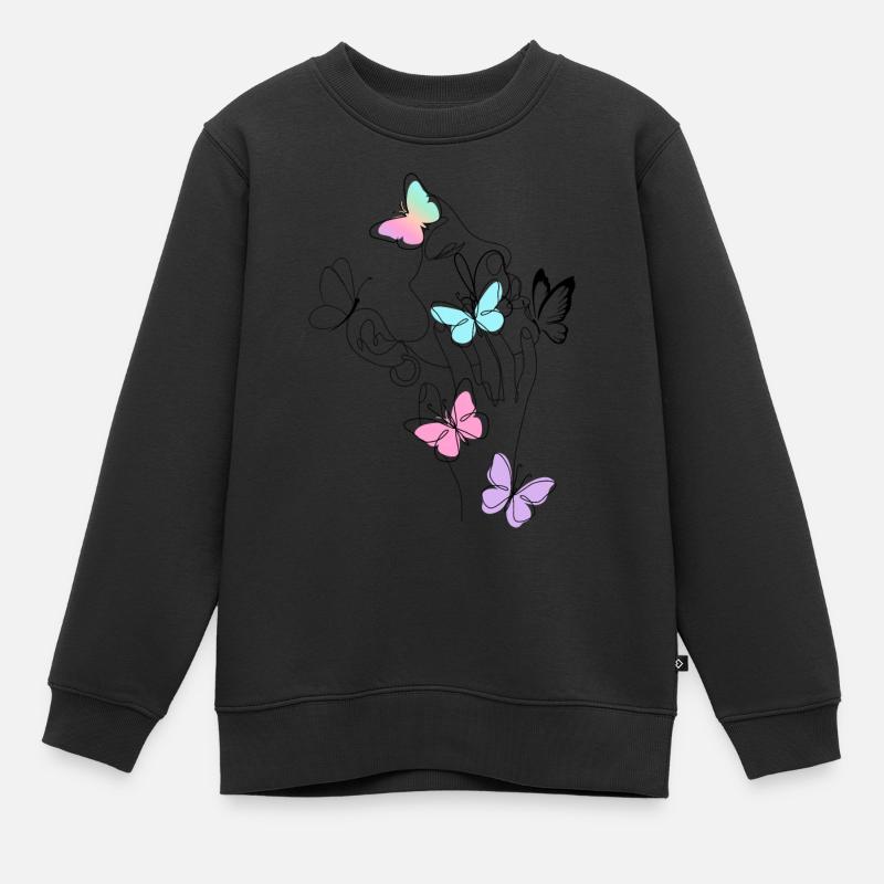 Silhouette visage papillon - Sweat Premium enfant bio - noir