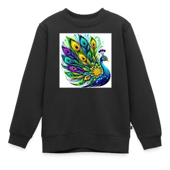 Pfau - Kinder Premium Organic Sweatshirt - Schwarz - Vorne - AI Model Kid Female (0cm)