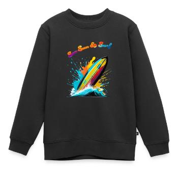 Meer, Sonne & Surfen - Kinder Premium Organic Sweatshirt - Schwarz - Vorne - AI Model Kid Female (0cm)