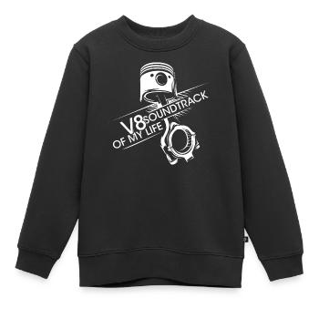 V8 Piston Bande Sonore Moteur Musclecar Big Block - Sweat Premium enfant bio - noir - Devant - AI Model Kid Female (0cm)