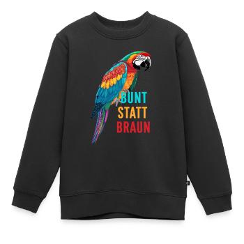Parrot - colorful instead of brown - Kids Premium Organic Sweatshirt - black - Front - AI Model Kid Female (0cm)