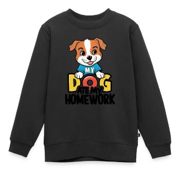 Mon chien a mangé mes devoirs - Sweat Premium enfant bio - noir - Devant - AI Model Kid Female (0cm)