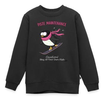 Piste Penguin : le compagnon de dévaleçage des pistes - Sweat Premium enfant bio - noir - Devant - AI Model Kid Female (0cm)