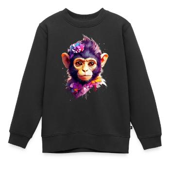 Affe Monkey V1 24 06 - Kinder Premium Organic Sweatshirt - Schwarz - Vorne - AI Model Kid Female (0cm)
